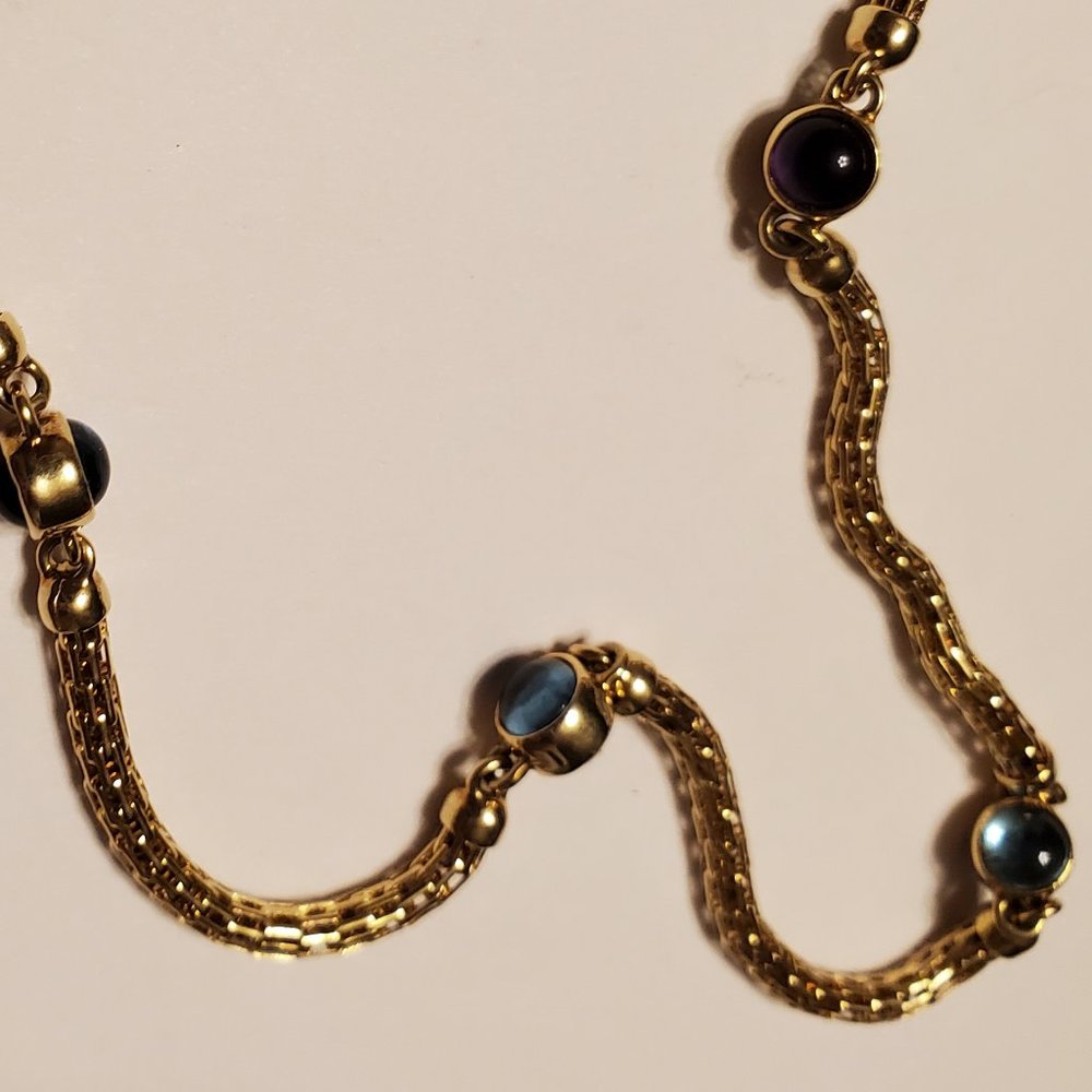 14K YELLOW GOLD AMETHYST & TOPAZ NECKLACE. - Picture 9 of 12